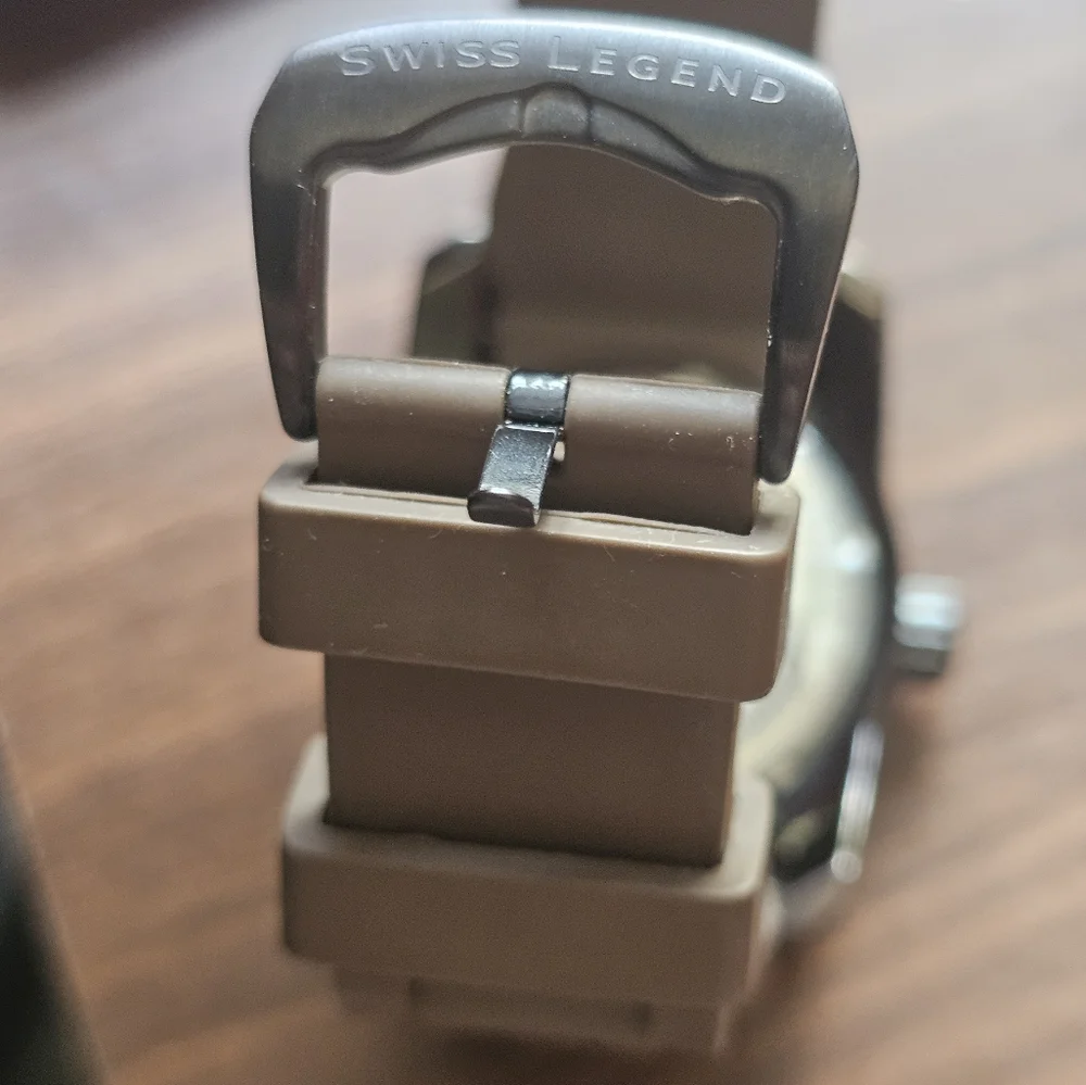 Swiss Legend Commander‎ 46mm Watch 660ft Black Brown Glow Sapphitek Htf